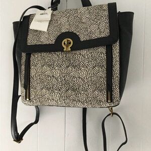 Fossil Amelia Black and Cream Genuine Calf hair and Leather Women's Backpack